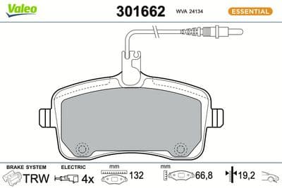 Juego de balatas de freno VALEO 301662