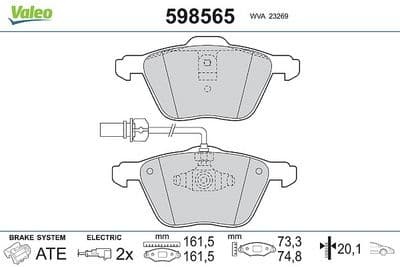 Juego de balatas de freno VALEO 598565