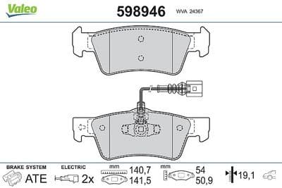 Juego de balatas de freno VALEO 598946