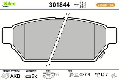 Juego de balatas de freno VALEO 301844