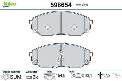 Juego de balatas de freno VALEO 598654