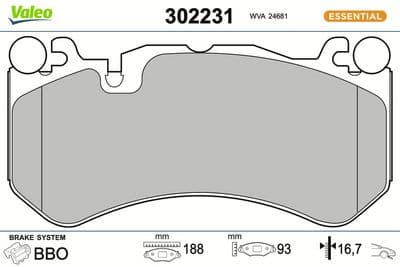 Juego de balatas de freno VALEO 302231