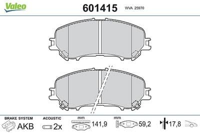 Juego de balatas de freno VALEO 601415