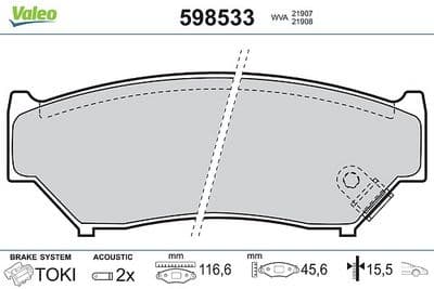 Juego de balatas de freno VALEO 598533