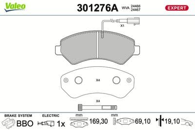 Juego de balatas de freno VALEO 301276A