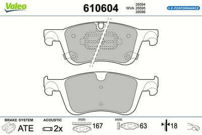 Juego de balatas de freno VALEO 610604