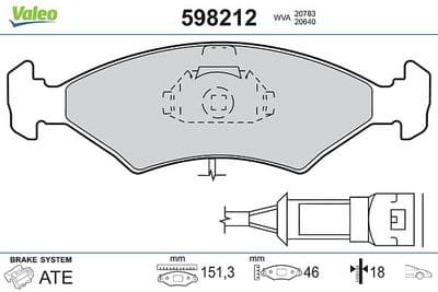 Juego de balatas de freno VALEO 598212