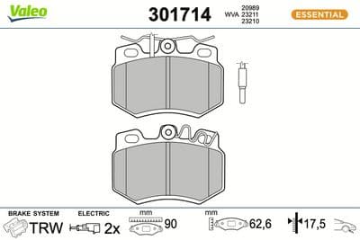 Juego de balatas de freno VALEO 301714