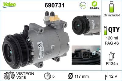 Compresor, aire acondicionado VALEO 690731