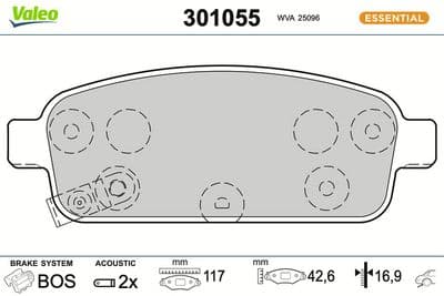 Juego de balatas de freno VALEO 301055