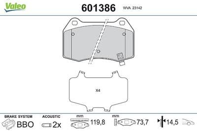 Juego de balatas de freno VALEO 601386
