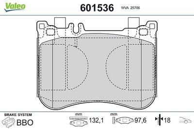 Juego de balatas de freno VALEO 601536