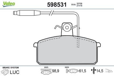 Juego de balatas de freno VALEO 598531
