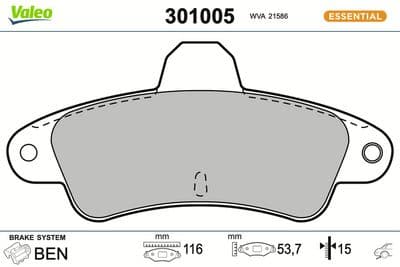 Juego de balatas de freno VALEO 301005
