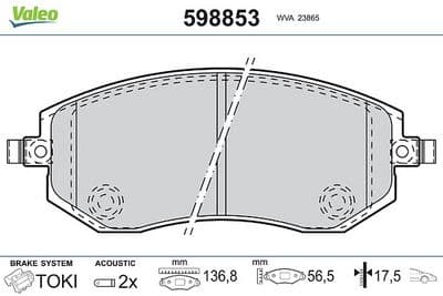 Juego de balatas de freno VALEO 598853