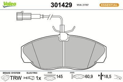 Juego de balatas de freno VALEO 301429