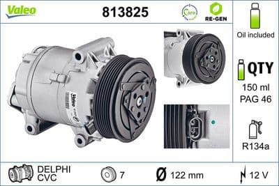 Compresor, aire acondicionado VALEO 813825