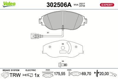 Juego de balatas de freno VALEO 302506A