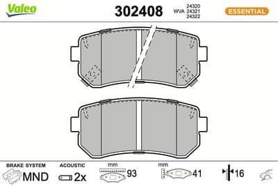 Juego de balatas de freno VALEO 302408