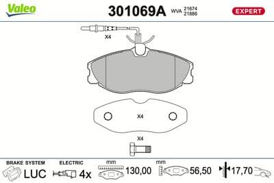 Juego de balatas de freno VALEO 301069A