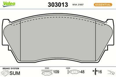 Juego de balatas de freno VALEO 303013