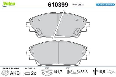 Juego de balatas de freno VALEO 610399