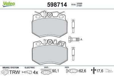 Juego de balatas de freno VALEO 598714
