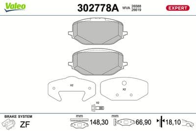 Juego de balatas de freno VALEO 302778A