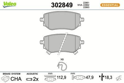 Juego de balatas de freno VALEO 302849