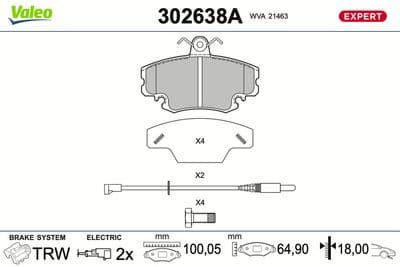 Juego de balatas de freno VALEO 302638A