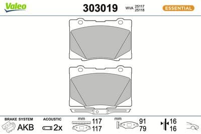 Juego de balatas de freno VALEO 303019