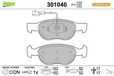 Juego de balatas de freno VALEO 301040