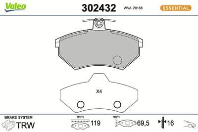 Juego de balatas de freno VALEO 302432
