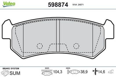 Juego de balatas de freno VALEO 598874