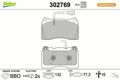 Juego de balatas de freno VALEO 302769