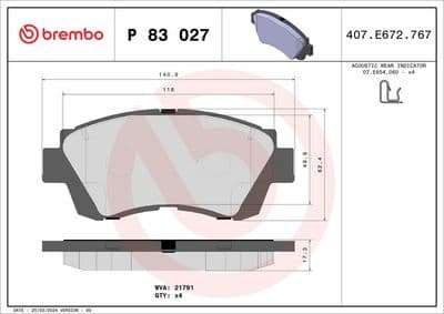 Juego de balatas de freno BREMBO P 83 027