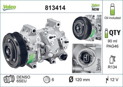 Compresor, aire acondicionado VALEO 813414