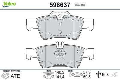 Juego de balatas de freno VALEO 598637
