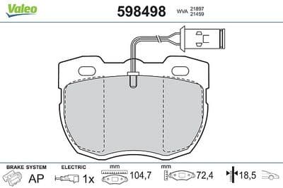 Juego de balatas de freno VALEO 598498