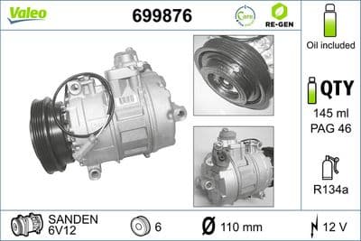 Compresor, aire acondicionado VALEO 699876