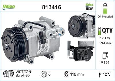 Compresor, aire acondicionado VALEO 813416