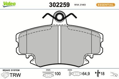 Juego de balatas de freno VALEO 302259