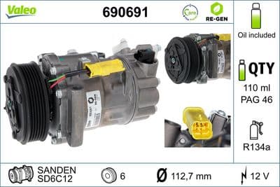 Compresor, aire acondicionado VALEO 690691