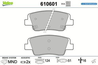 Juego de balatas de freno VALEO 610601