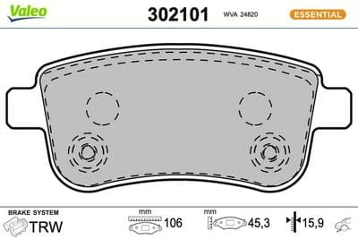 Juego de balatas de freno VALEO 302101