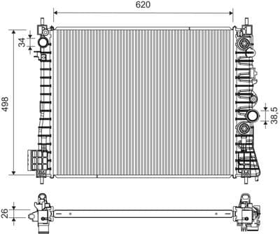 Radiador, refrigeración del motor VALEO 701442
