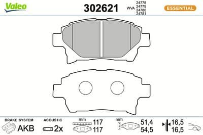Juego de balatas de freno VALEO 302621