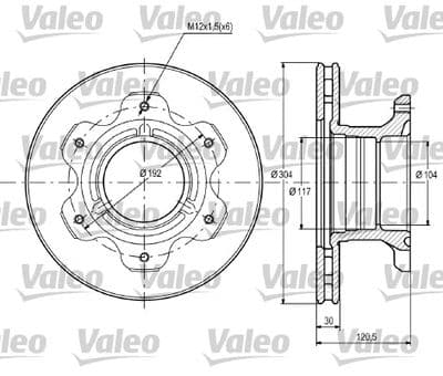 Disco de freno VALEO 187107