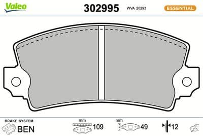 Juego de balatas de freno VALEO 302995