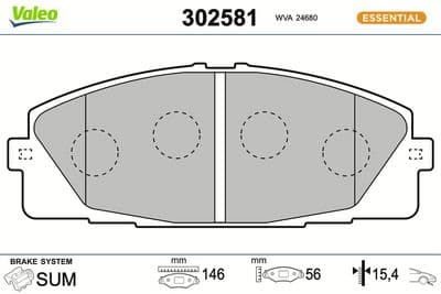 Juego de balatas de freno VALEO 302581